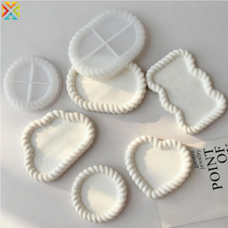 แม่พิมพ์ซิลิโคนรถไฟเหาะซีเมนต์ขอบบิด DIY คริสตัลเรซิ่นถาดพลา…