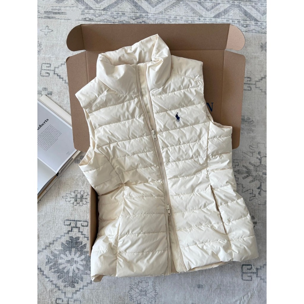 TJMG RL# Pony Embroidery Lightweight Down Vest Women's Classic Versatile Jacket