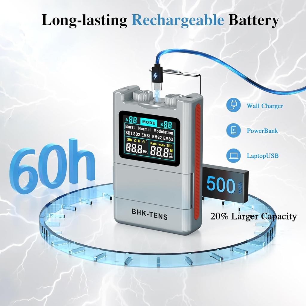 MOSUKER ชาร์จ TENS EMS Unit เครื่องกระตุ้นกล้ามเนื้อเครื่องนวดไหล่คอสําหรับบรรเทาอาการปวดหลัง TENS เครื่องไฟฟ้าเรื้อรังกล้ามเนื้อผ่อนคลายนวด - รูปที่ 3