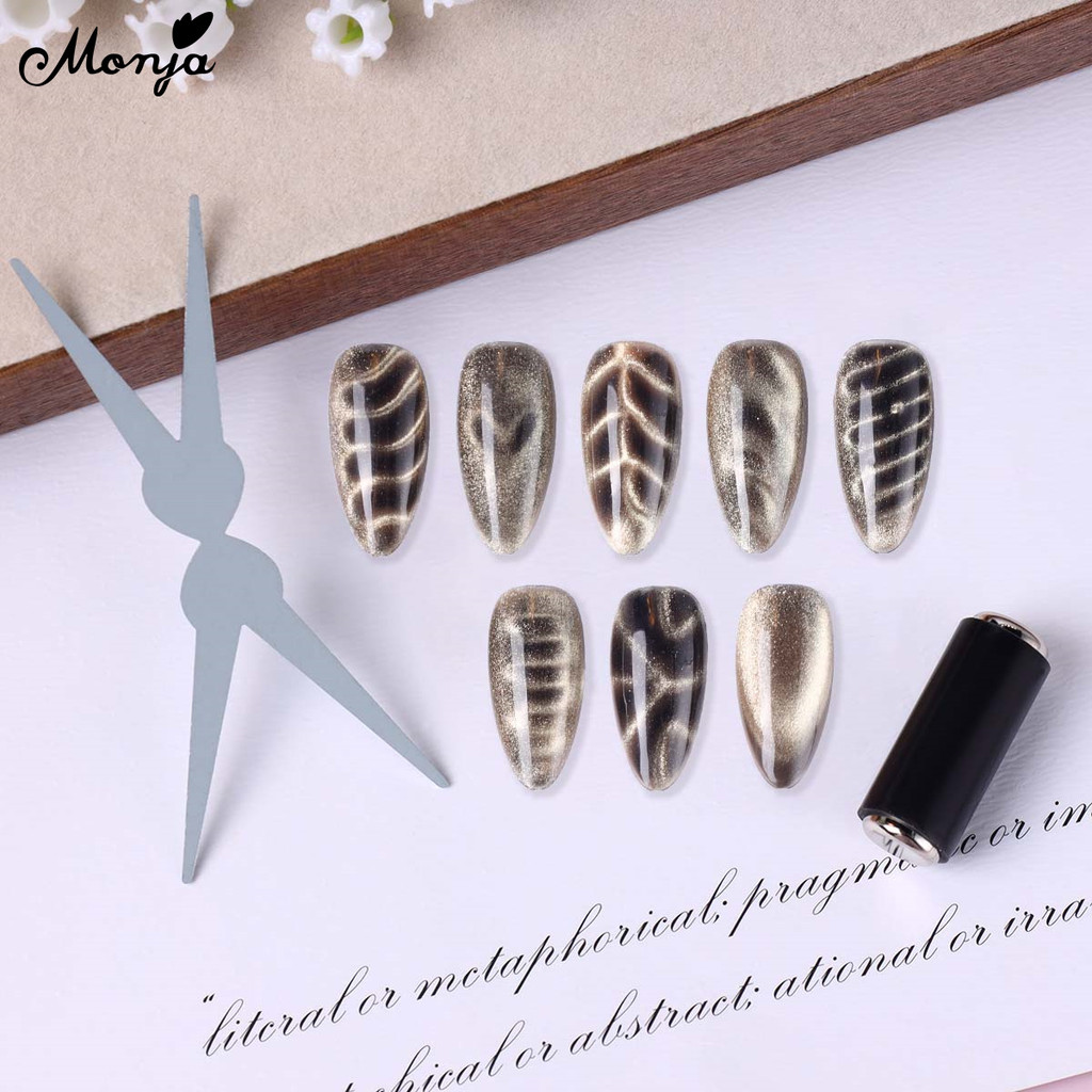 Monja Magnetic Nail Art Stick Rod ชุด Cat Eye UV เจลโปแลนด์ดูดชุด 3D เหล็กรอบลูกปัด Assistเครื่องมือ - รูปที่ 3