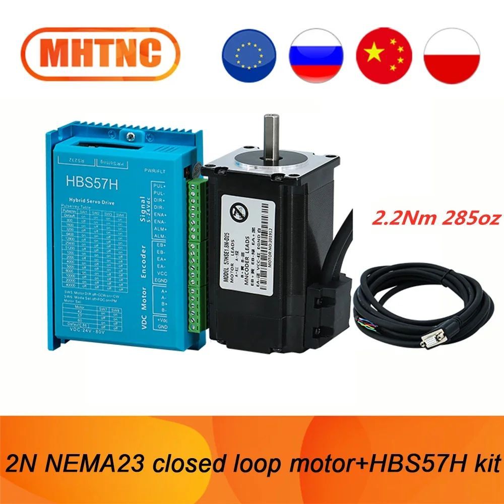 1 ชุด Nema23 285oz-in Close Loop Stepper Motor 2Nm & HBS57H Servo Driver 24-80v และ 3 เมตร Encoder C