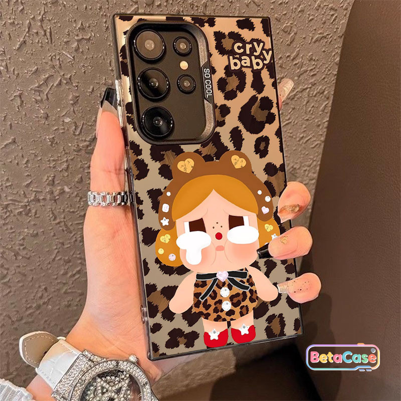 เคสโทรศัพท์ลายเสือดาวน่ารักแบบสาวทำปากจู๋สำหรับ Samsung S30U S25U S25E S24U S24FE S23U S23FE S22U S21 S20FE