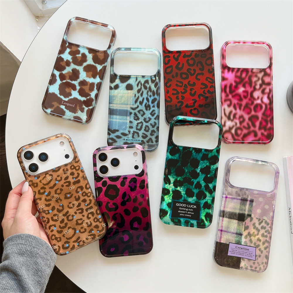 พิมพ์ลายเสือดาวสีไล่ระดับสีสีแดงสีดําเหมาะสําหรับเคสโทรศัพท์ iphone16promax iPhone 14/15 ใหม่ 13/16/17 Pro Max รวมทุกอย่างฝาครอบกันกระแทก