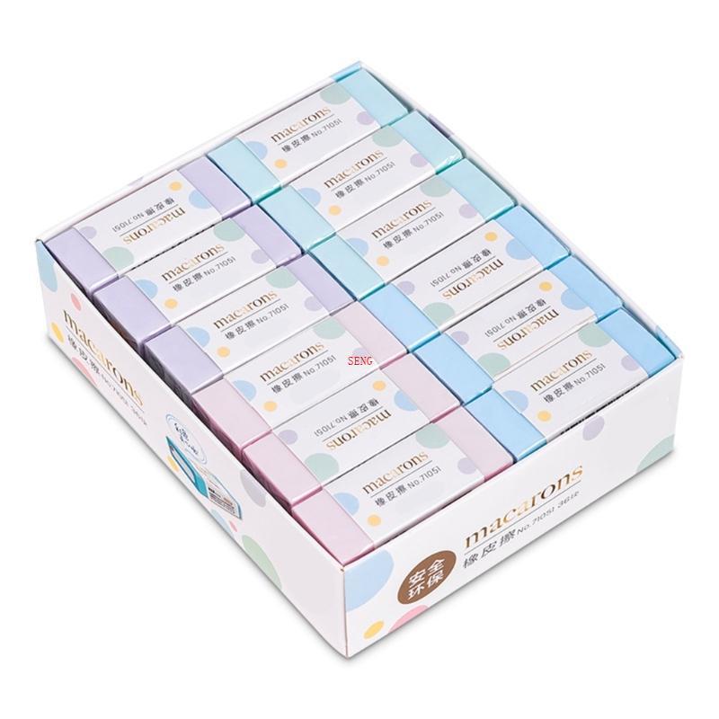 Seng 36 ชิ้น Macaron Color Erasers Aesthetic Erasers ทําความสะอาดง่ายยางลบภาพวาด