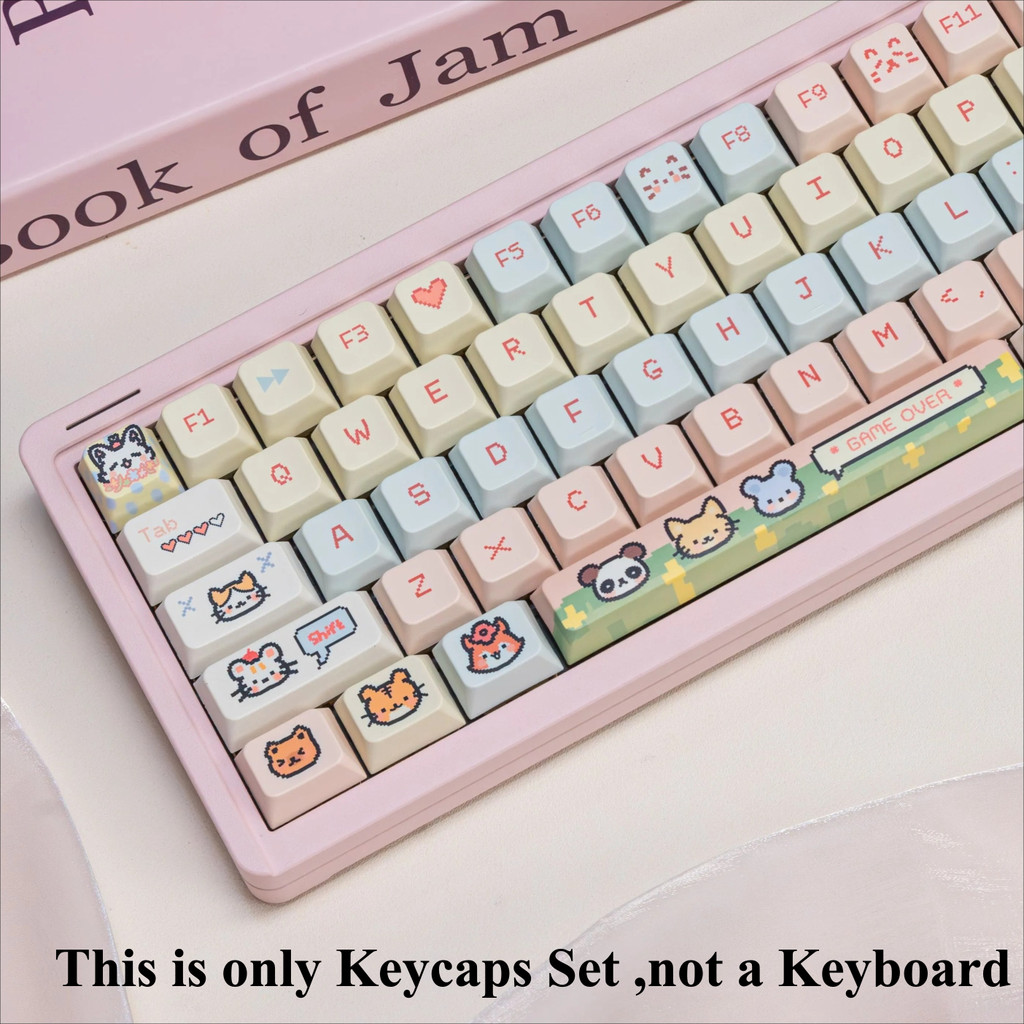 PBT Pixel Paradise น่ารัก Cherry/MOA ความสูง 95 118 คีย์คีย์บอร์ด Keycap ปรับให้เข้ากับ 61/64/67/68/71/75/78/82/84/87/96/98/100/104/108