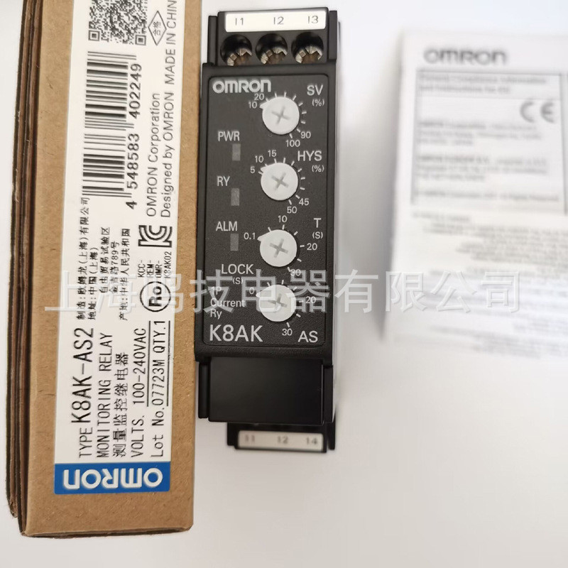 รีเลย์ตรวจสอบ Omron K8AK-AS2 PH1 PA2 PM2 PW2 24VAC/DC 100-240VAC