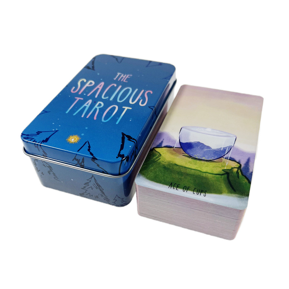 T37 Tin Box Color-Plated The Spacious Tarot Card+คู่มือกระดาษ