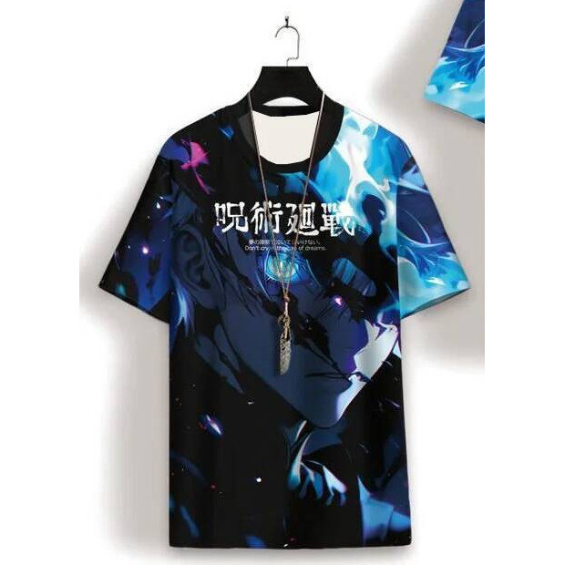 Jujutsu Kaisen 3D พิมพ์เด็ก O-คอแขนสั้น Tee สําหรับเด็กผู้หญิงทุกวันโรงเรียนสบายๆสวมใส่กลางแจ้ง