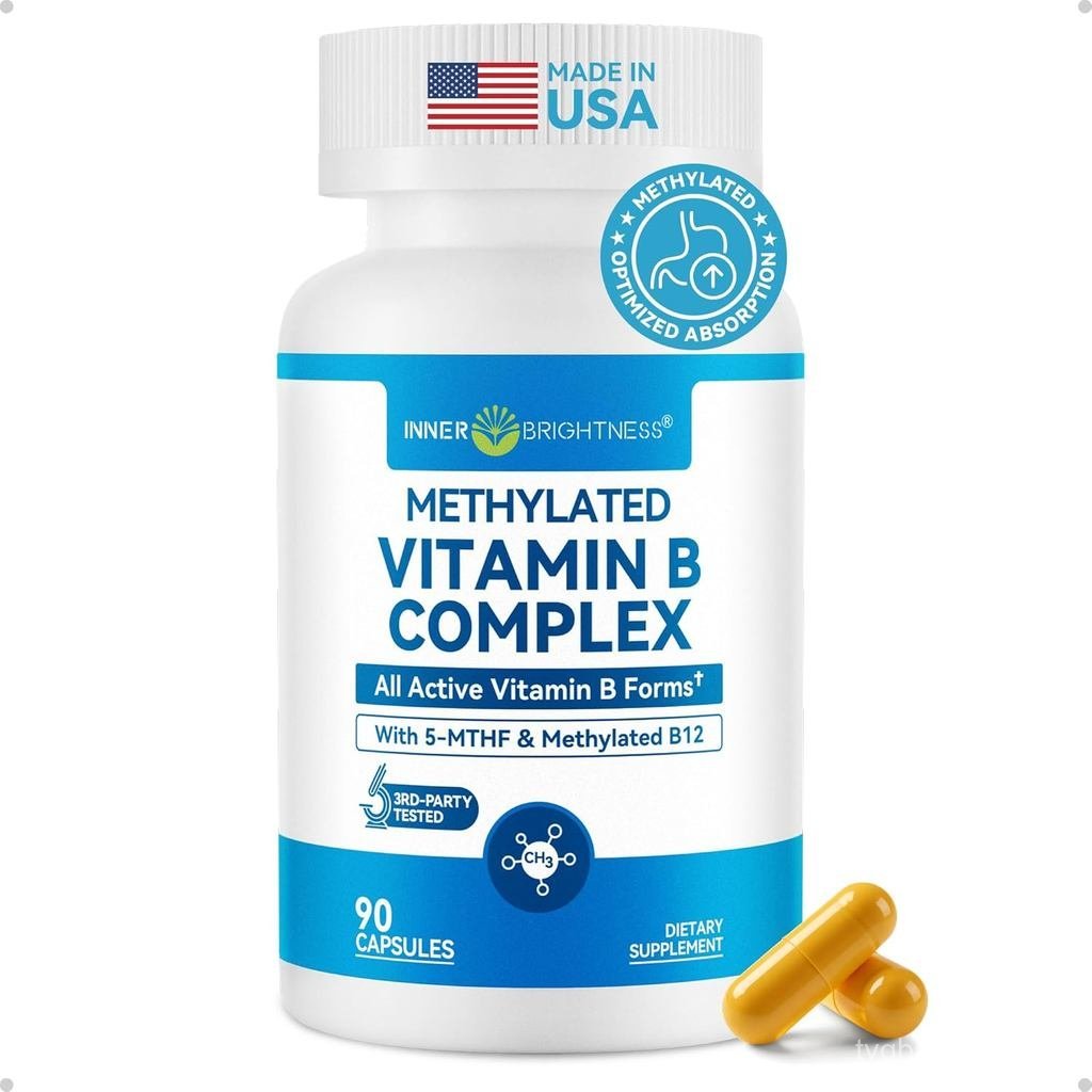 ความสว่างภายในB Complex Fully Methylated Active B12 B6 FolateสําหรับEnergy Mood & NerveNonGMOกลูเตนB
