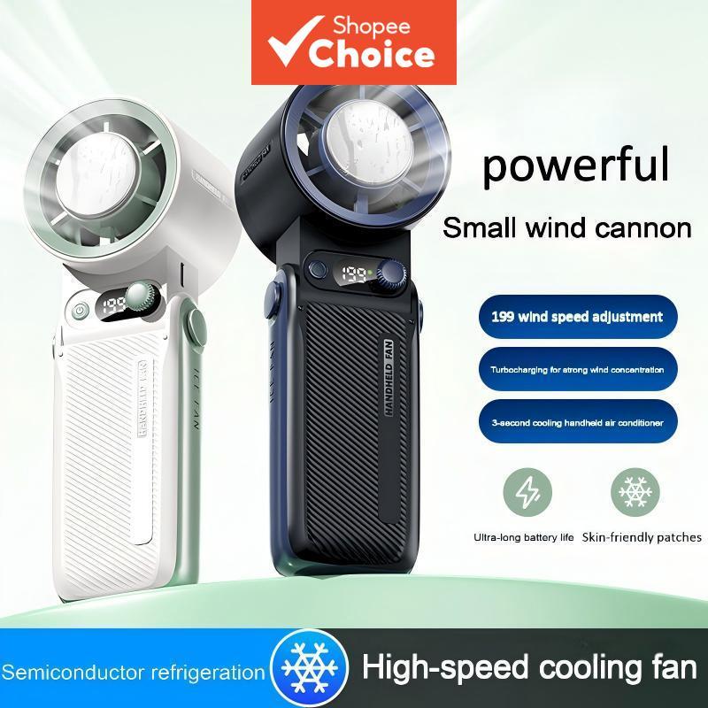 พัดลมมือถือเทอร์โบ, แบตเตอรี่ 6000mAh ชาร์จซ้ําได้, ปรับความเร็วได้ 199 ระดับ, พัดลมพกพาแบบพับได้ รุ่น A12