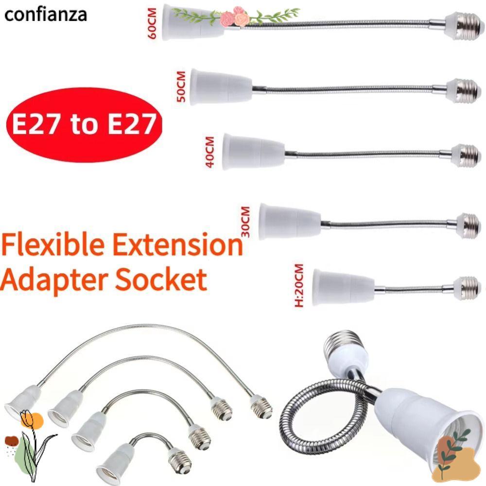 CONFIANZA ผู้ถือโคมไฟ Converter,ยืดหยุ่น 20/30/40/60 ซม.หลอดไฟ LED Extension Tube,คุณภาพสูงเกลียว E27 ถึง E27 ยาวผู้ถือโคมไฟอะแดปเตอร์ Home