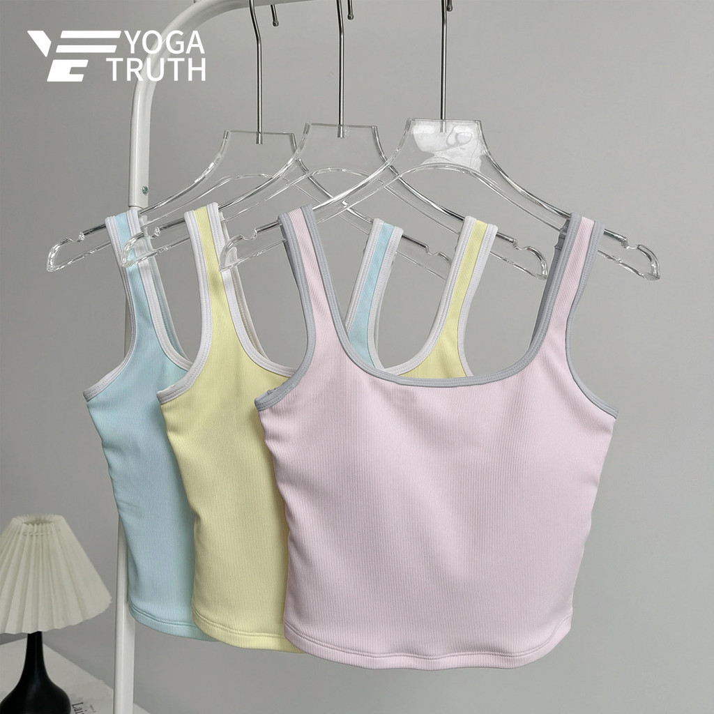 YOGATRUTH(เบาะคงที่) สปอร์ตบราต้านเชื้อแบคทีเรียรองรับสูงเสื้อกั๊กเป็นมิตรกับผิวโยคะพิลาทิส