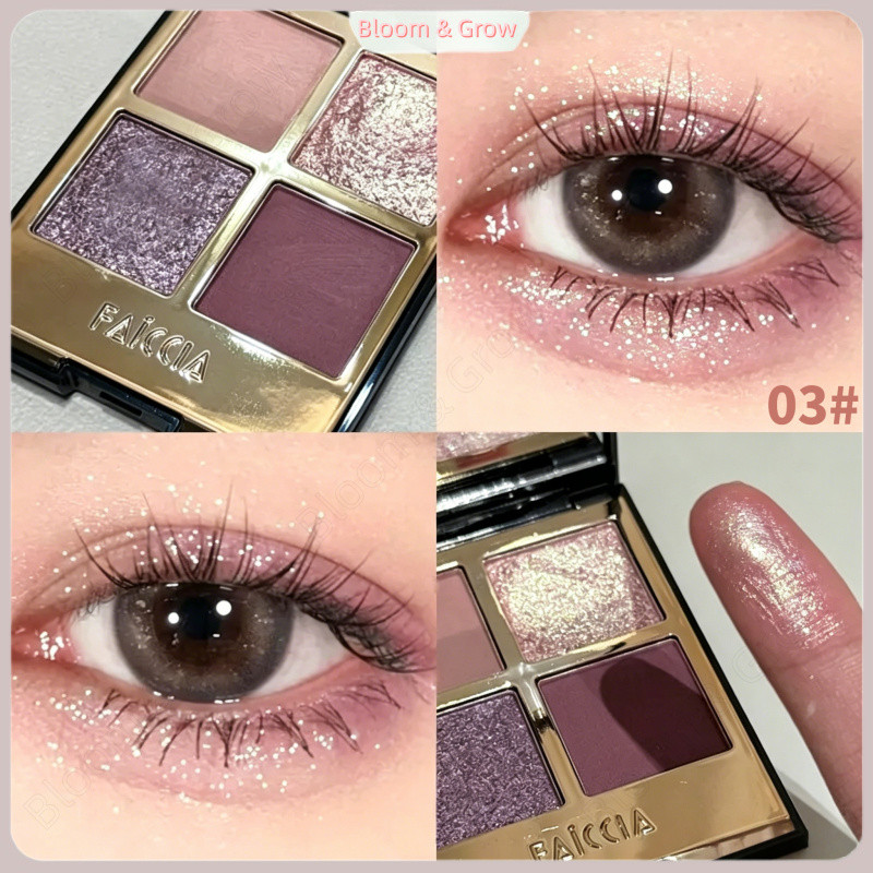 FAICCIA Mojito พาเลทอายแชโดว์ 4 สี Smoky Matte Pearlescent Earth Tone สีชมพูสีน้ําตาล Brightening Daily Commuter แต่งหน้า
