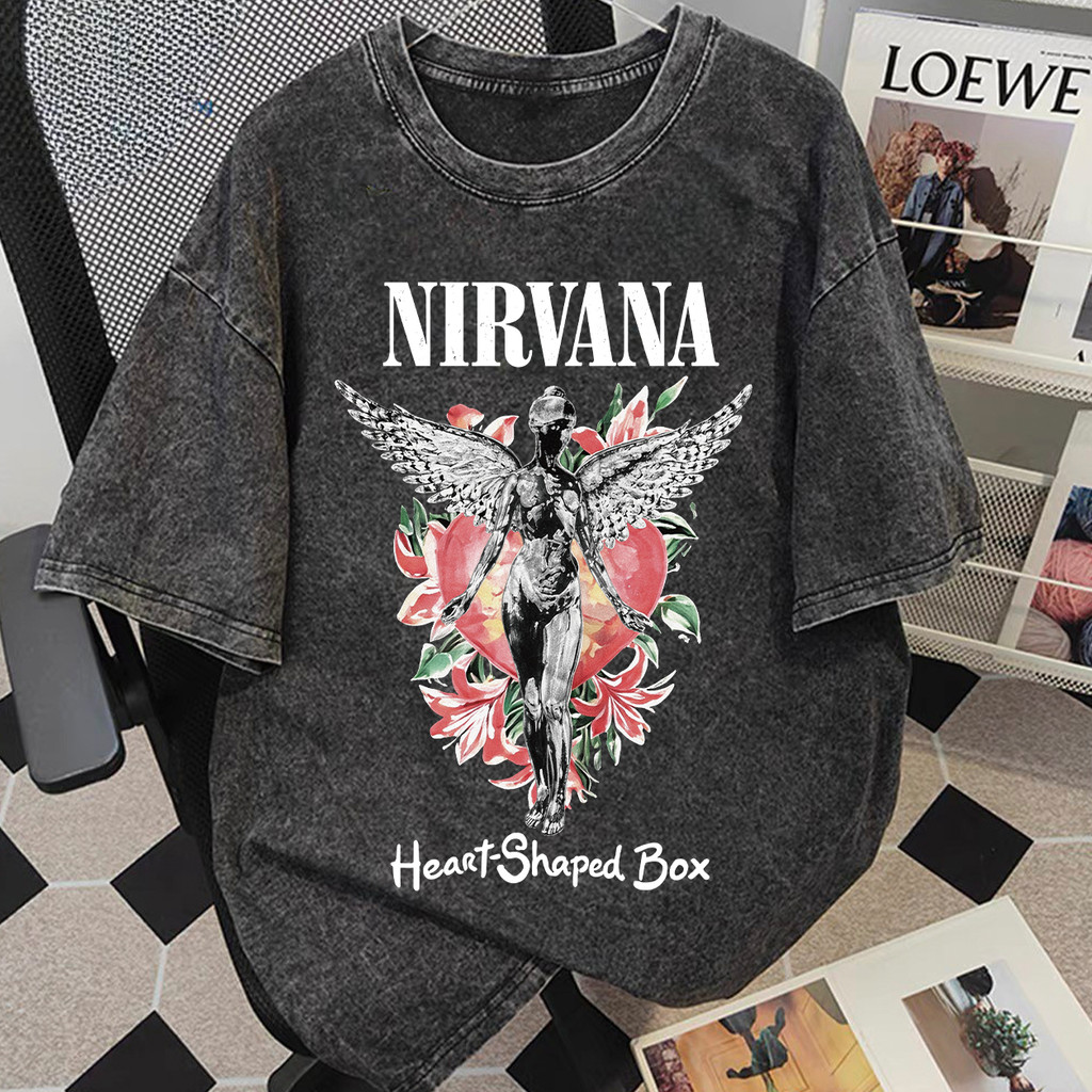(COD) วินเทจคอกลมแขนสั้น LUVORO T-Shirt unisex ลาย เนื้อผ้านุ่มระบายอากาศดี แขนสั้น ผู้ชายเสื้อยืด oversize ฟอก วินเทจคอกลมแขนสั้น  เสื้อยืดผ้าฟอก Oversize ขนาดใหญ่ เสื้อคู่รัก C1712 VT