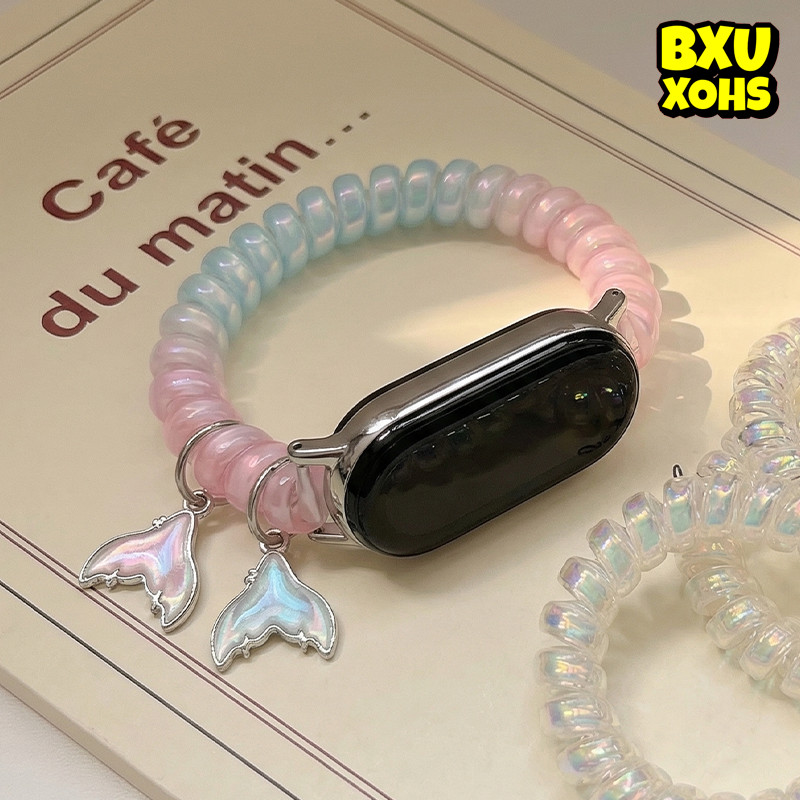 สายรัด TPU ยืดหยุ่น for Smartwatch Xiaomi Mi Band 10 9 8 Smart Watch สายพานสร้อยข้อมือวงอุปกรณ์เสริมวง for Miband NFC