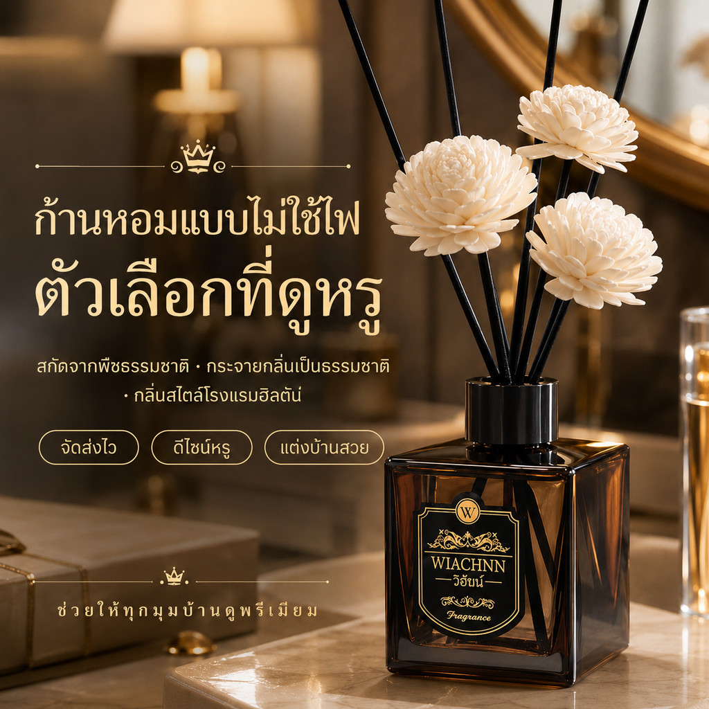 🏆กลิ่นโรงแรมหรู🏆 ก้านน้ำหอม ก้านไม้หอม Reed Diffuser น้ำหอมอโรม่า น้ำมันหอมระเหย ก้านหอม ก้านไม้หอมปรับอากาศ 50+500มล