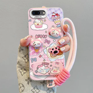 เคส iPhone 7 Plus เคส iPhone 8 Plus เคส For iPhone พร้อมตัวยึดกระจก 3D ตุ๊กตาโทรศัพท์แบบแข็ง BB-CYJZ