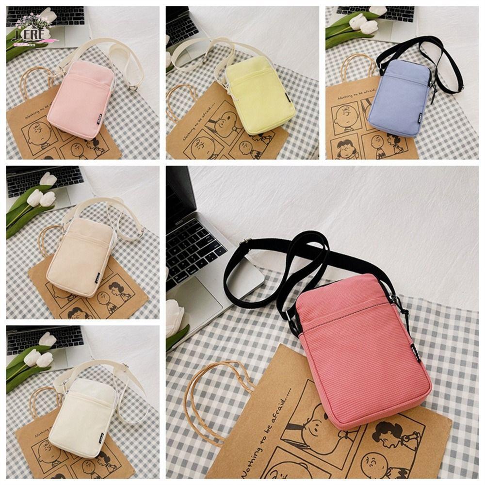 เจรีมี1 กระเป๋าใส่โทรศัพท์สะพายข้าง ผ้าใบสีบริสุทธิ์ โทรศัพท์มือถือ กระเป๋าสะพายข้าง