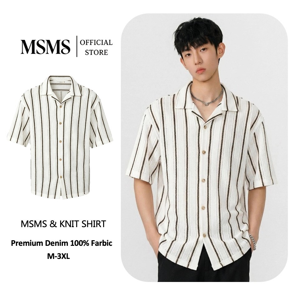 Knit collection • Hawaii เสื้อถักแขนสั้นทันสมัย สีดำและน้ำตาลมีลายทางเล็กๆ