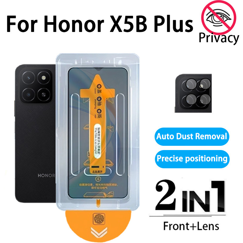 2 in 1 Honor X5B Plus Anti-Spy ฟิล์มความเป็นส่วนตัวคลิกเดียวกระจกนิรภัยป้องกันหน้าจอสําหรับ Honor X5