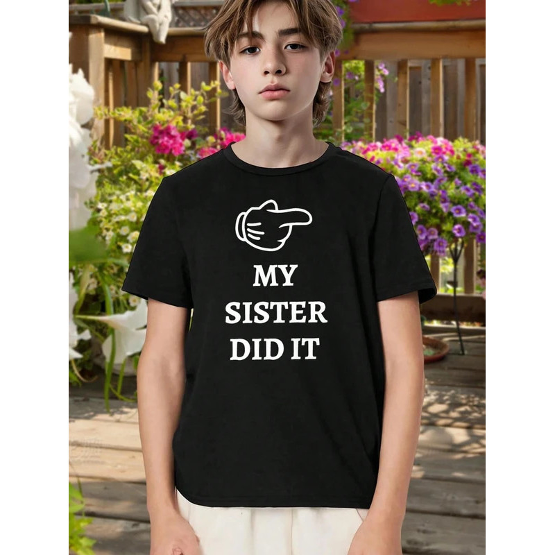 เสื้อยืดเด็กลายDid It แบบคลุมคอ สไตล์สนุกๆ สำหรับฤดูร้อน