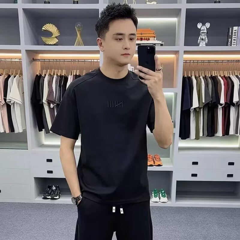 2026 เสื้อยืดแขนสั้นผู้ชาย Street Wear ฤดูร้อนหลวมครึ่งแขน 2025 สไตล์ใหม่ Influencer Trend ins พิมพ์