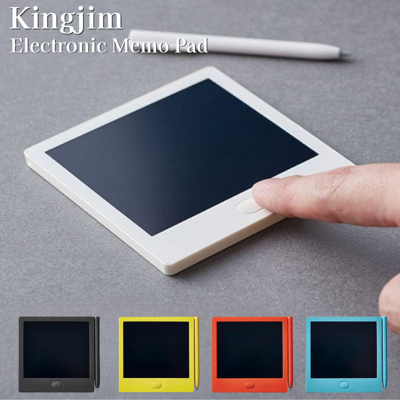 Kingjim 3.9-Inch Compact Memo Pad LCD Writing Tablet - Replaceable Battery, Multiple Colors
