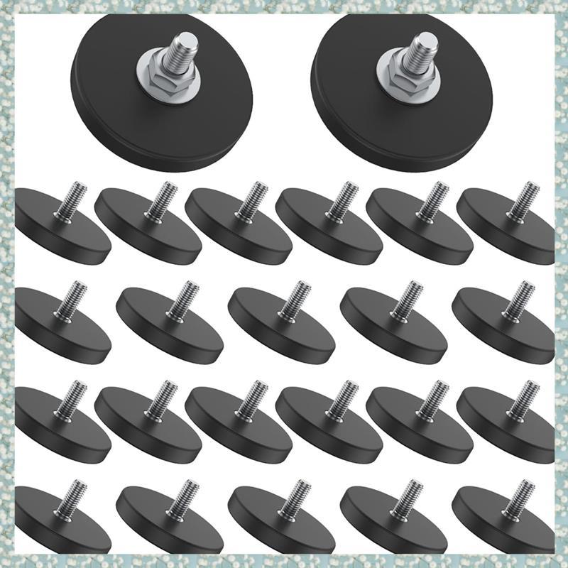 [h5bl3j6wj.ph] 24 หน่วยแม่เหล็กเคลือบยาง 1.69 นิ้ว 30 Lbs M6 แม่เหล็กดูดเกลียวกระดุมสําหรับแสง