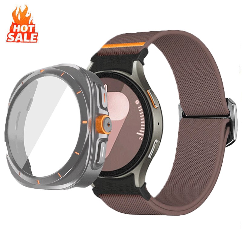 สายรัดไนลอน + PC สําหรับ Samsung Galaxy Watch 7 6 40 มม.44 มม.เปลี่ยน Ultra Screen Protector Glass สําหรับ Galaxy Watch 7 40 มม.44 มม.