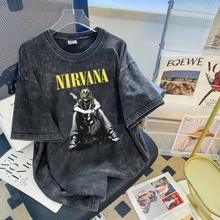 Top.street เสื้อยืด Oversize 'Nirvana' t shirt เสื้อยืดโอเวอร์ไซส์ วินเทจ คอกลม เสื้อ แนวสตรีท เสื้อฟอกดำ 3XL 12.08