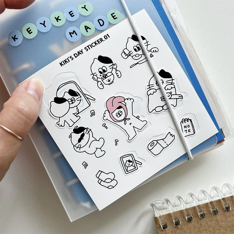 Simple Stroke Cat kikisday Cartoon Seamless Sticker PVC Handbook Sticker _ Ei Text Store