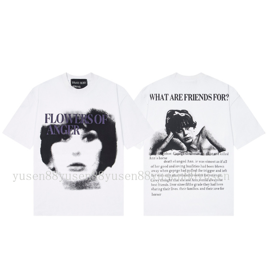 คุณภาพสูง ERD Melanchon Fu รุ่นที่สองใหม่หลวมสบายๆสโลแกนความงามพิมพ์รอบคอแขนสั้นเสื้อยืด