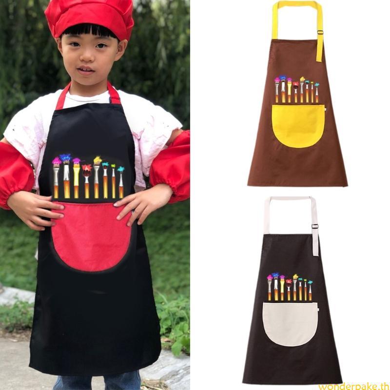 Wonder Kids Painting Apron with Front Pocket Sleeve เด็กวัยหัดเดิน Art Smock for Cooking