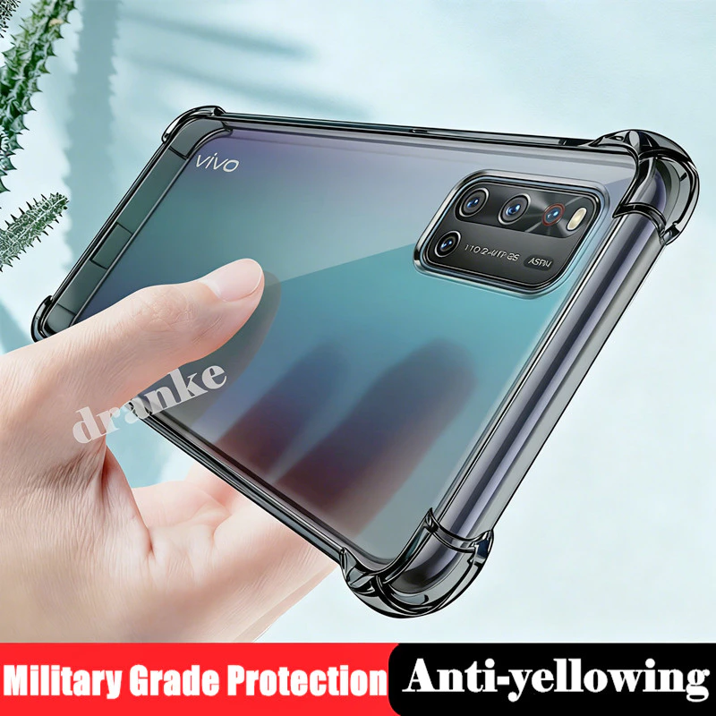 สําหรับ Vivo V17 V19 V19neo 1919 1933 ยืดหยุ่นซิลิโคนเหลวใสกึ่งโปร่งใส Anti-Yellowing ฝาครอบ 4 มุมป้องกัน Jelly Case
