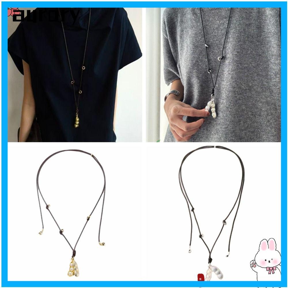 สร้อยคอ Aurory Pea Pod แบบโซ่โลหะผสม ออกแบบอย่างประณีต สำหรับผู้หญิง