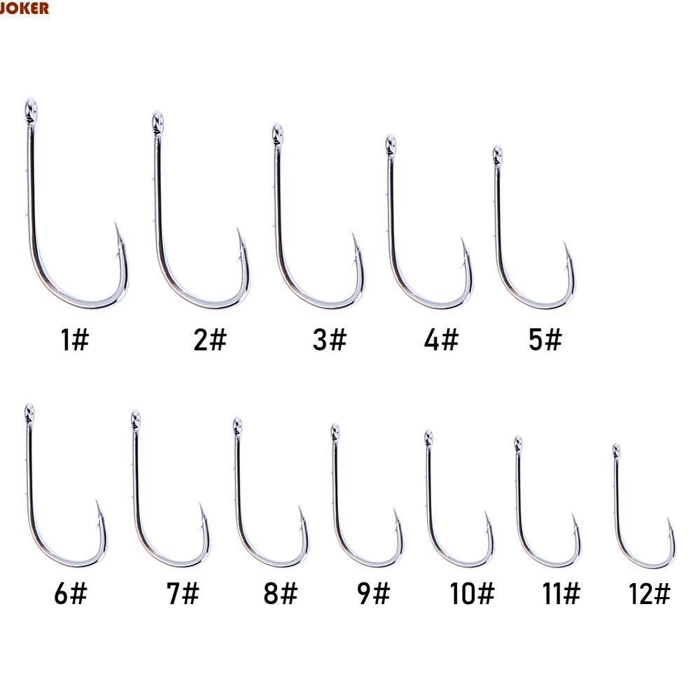 JOKER 100 ชิ้นตะขอตกปลาก้านยาว Anti-rust Lure Hooks Sharp Double Back Barbed เหยื่ออุปกรณ์เสริมวงกลมเดี่ยว Hook Barbed Fishhook