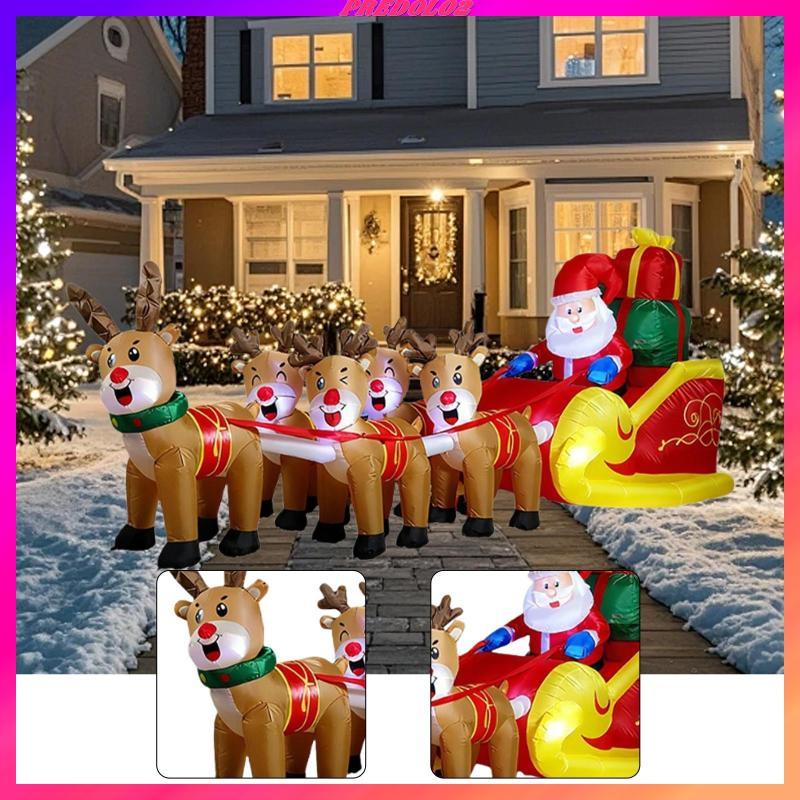[Predolo2] คริสต์มาสพองเป่าตกแต่งขนาดใหญ่น่ารัก 11.8ft กันน้ํา Santa และ Reindeer Sligh สําหรับ Plaz