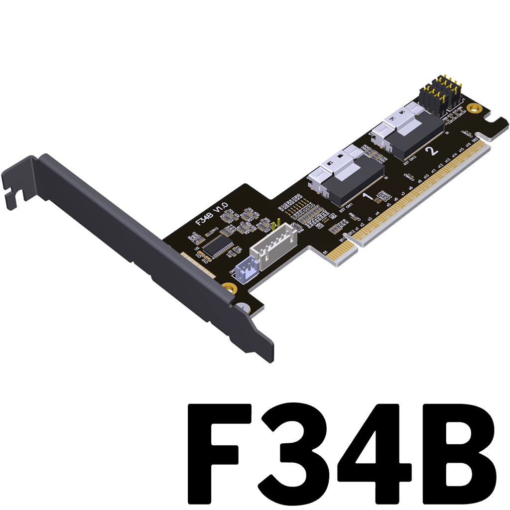 PCIe 4.0 x16 ถึง x16 / x8 x8 SlimSAS SFF-8654 กราฟิกการ์ด Splitter GPU สายต่อ 1 ถึง 2 รองรับเมนบอร์ด