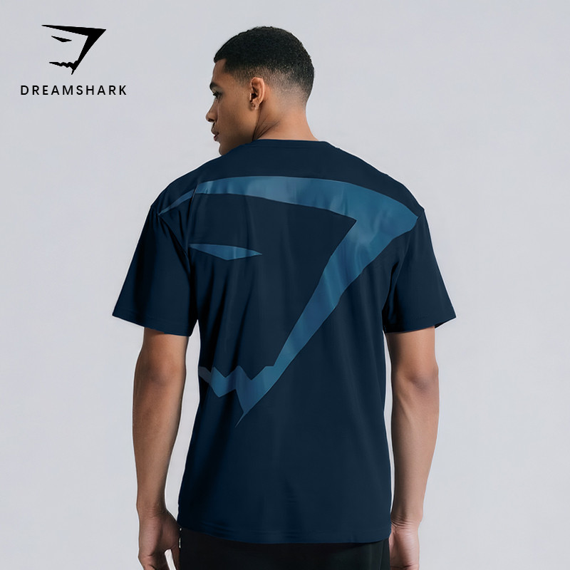 GYM Muscle Shark Shirt - เสื้อยืดแขนสั้นหลวมสำหรับการออกกำลังกาย