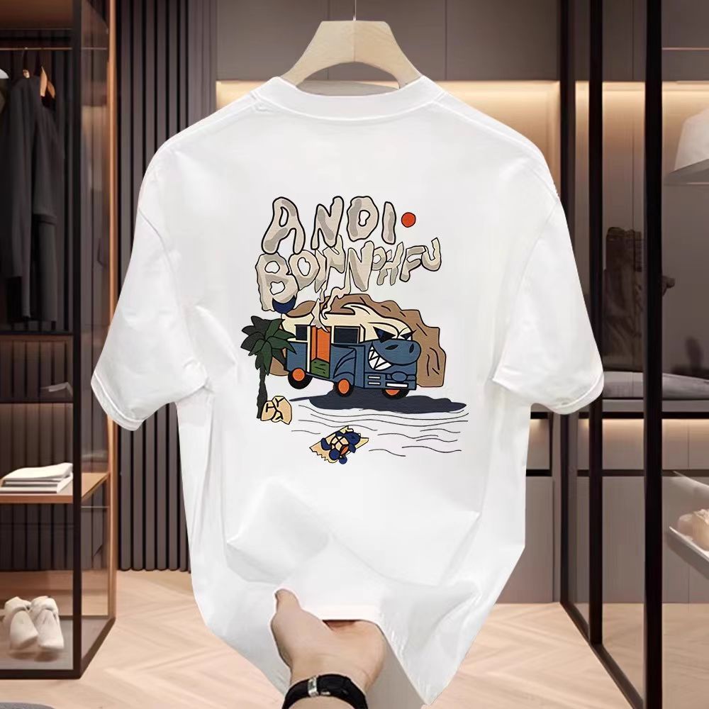 2026 American Heavy ฤดูร้อนสไตล์ใหม่เสื้อยืดแขนสั้นผู้ชายเยาวชนรอบคออินเทรนด์ผู้ชายครึ่งแขนInsแขนสั้