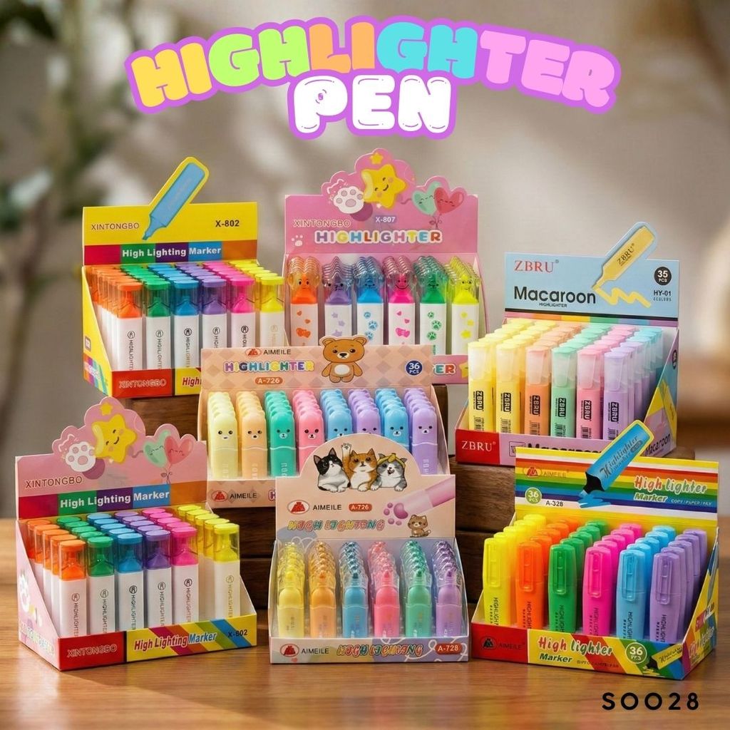 [💗รวมทุกรุ่น💗] ปากกาเน้นข้อความ S0028 ปากกาไฮไลท์ Highlighter Pen สีนีออน พาสเทล วินเทจ เครื่องเขียน