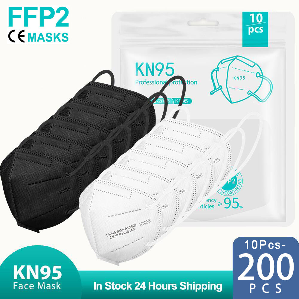 10-200PCS mascarillas fpp2 Black KN95 CE Certified FFP2 face mask mascarilla kn95 5Layers Non-wove A