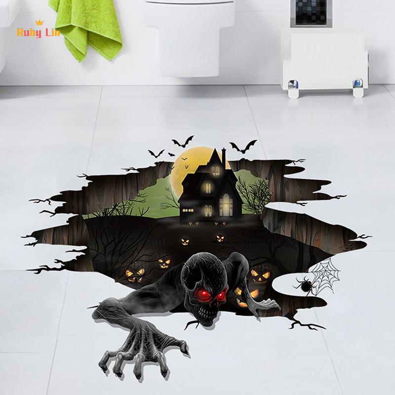 Ruby Lin ฮาโลวีนสติกเกอร์ Abyss Ghost ชั้น Decal Self กาว PVC กันน้ําที่ถอดออกได้ฮาโลวีน Party ตกแต่