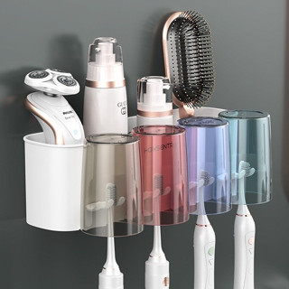 ที่วางแปรงสีฟัน ที่แขวนแก้วบ้วนปากไม่ต้องเจาะ ใช้ในห้องน้ำ แ…