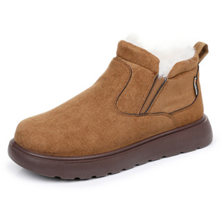 รองเท้าบูทหิมะสตรีแบบสวมง่าย ลายพิมพ์ขนสัตว์ สีดำ สีกาแฟ และ…