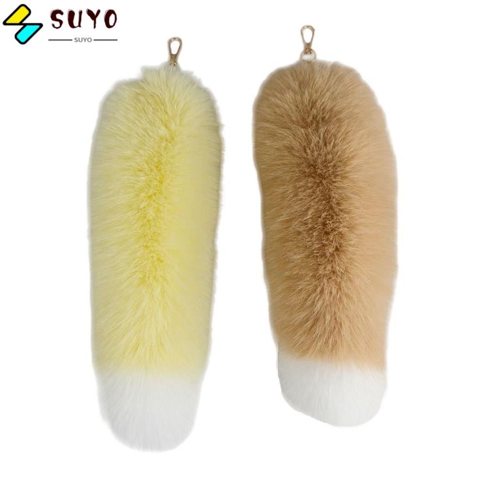 SUYO Faux Fur Tail พวงกุญแจ,หนา Soft Plush Therian Tail กระเป๋า Charms, แฟชั่นขนาดใหญ่ Fluffy Warm F