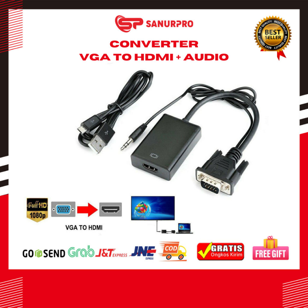 สายแปลง VGA เป็น HDMI + สายแปลง VGA เป็น HDMI + เสียงตัวแปลง VGA เป็น HDMI + เสียง