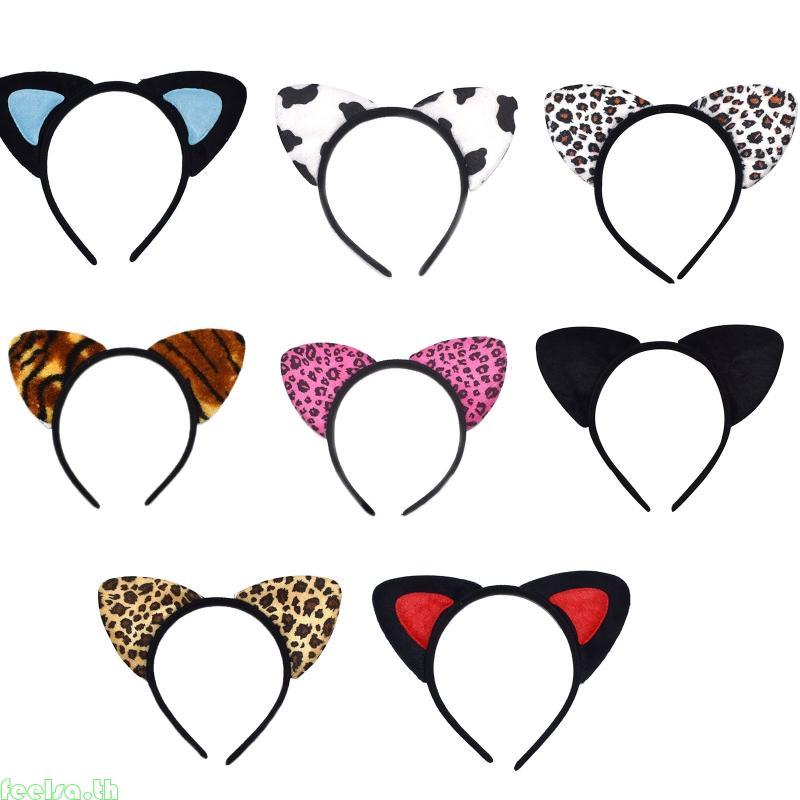 เข็มขัดผมลายเสือดาวพร้อมหูแมวน่ารัก | Leopard Cat Ears Headband