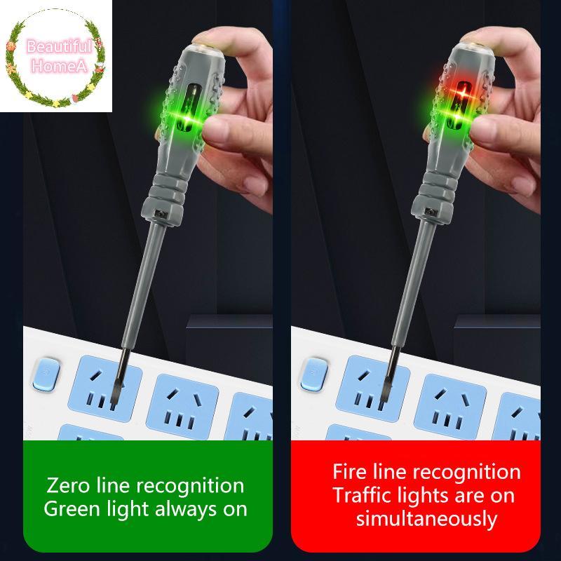 BHome 2 ชิ้นช่างไฟฟ้าไขควงแม่เหล็กเหนี่ยวนําปากกาทดสอบแรงดันไฟฟ้ามัลติฟังก์ชั่ช่างไฟฟ้าไขควงเครื่องม