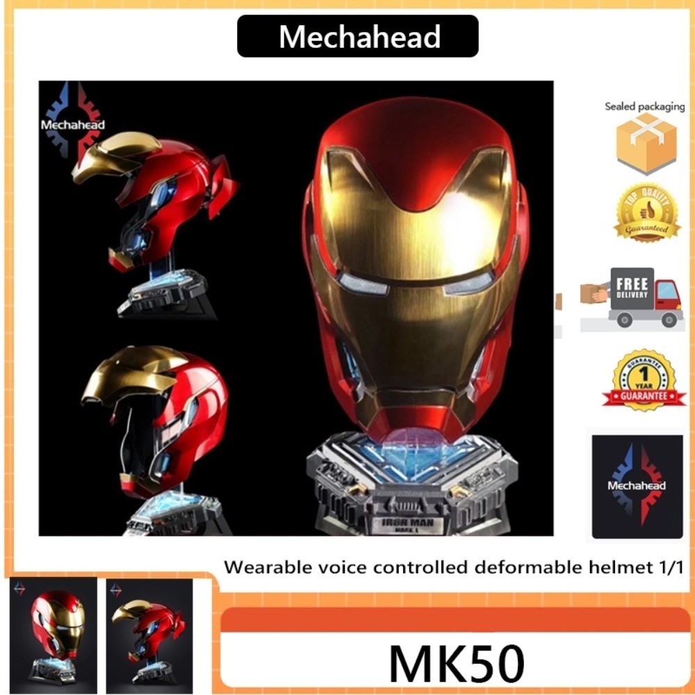 Mechahead MK50 1/1 Iron Man MK50 สวมใส่ควบคุมเสียงหมวกกันน็อคเปลี่ยนรูป Marvel Merchanded MK5 MH